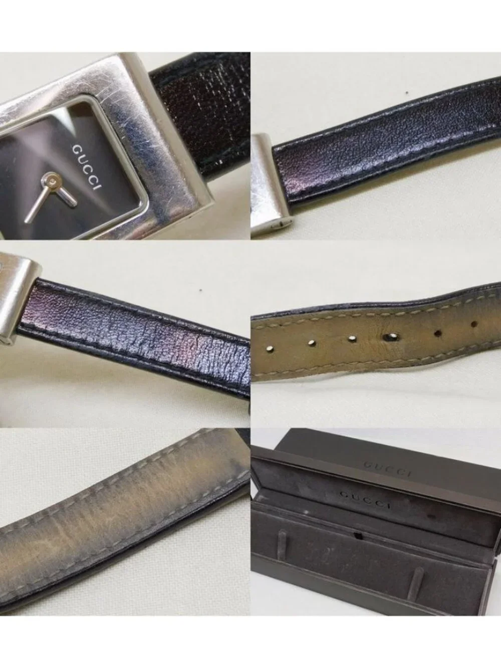 Gucci Watch Quartz Square Black Dial Leather
